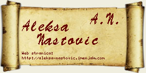 Aleksa Nastović vizit kartica